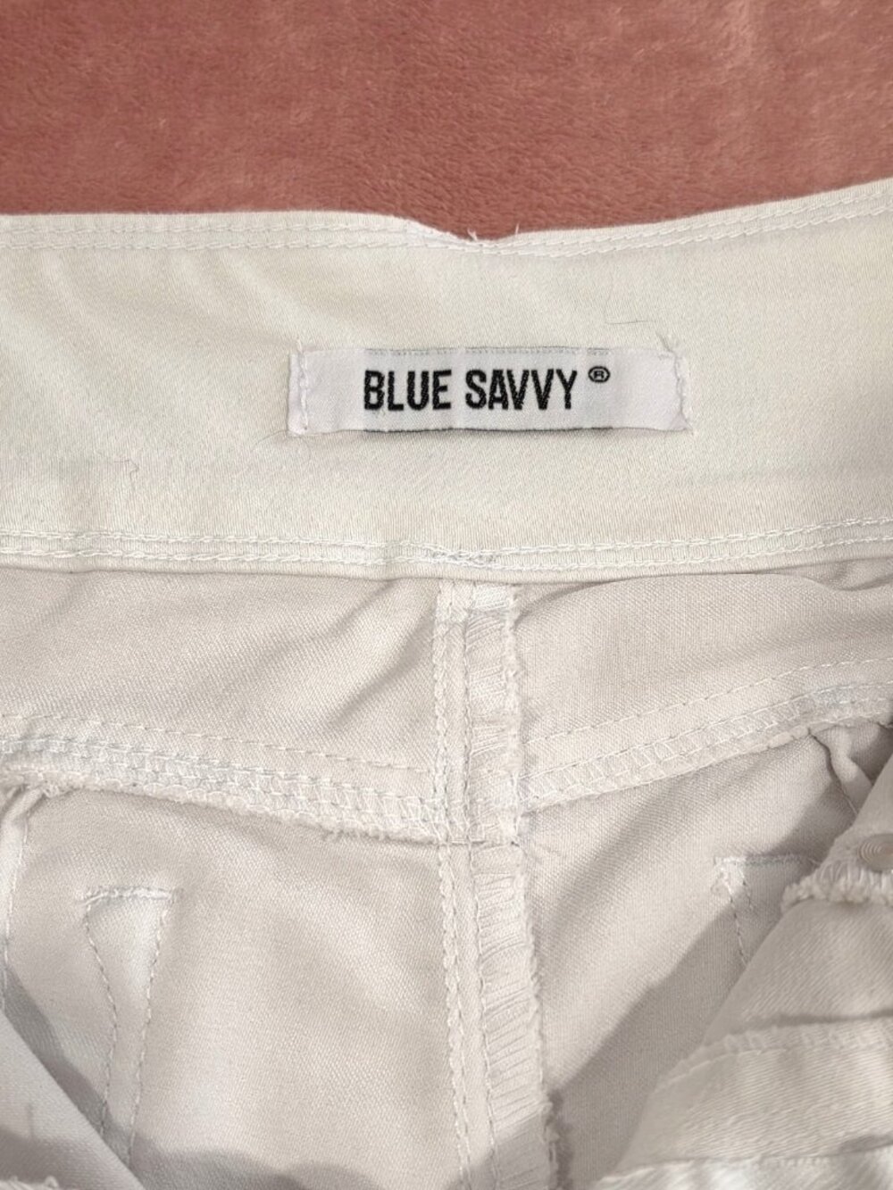 Blue Savvy Women’s White Skinny Jeans Slim Fit 3-Button Fly Pockets - Picture 4 of 8